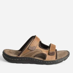 Mule camel éco-conçue en cuir à scratchs