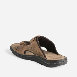 Mule camel éco-conçue en cuir à scratchs