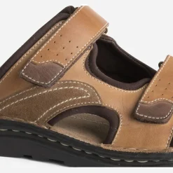 Mule camel éco-conçue en cuir à scratchs