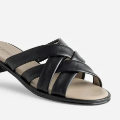 Mule CAPRICE noire cuir brides souples