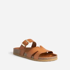 Mule cognac cuir double bride