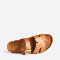 Mule cognac cuir double bride