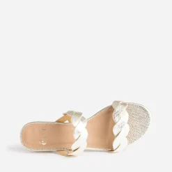 Mule dorée à brides entrelacées