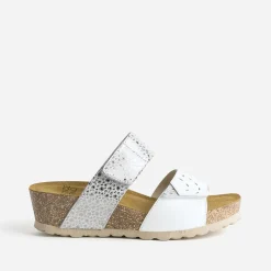 Mule FRANCE ARNO blanche et argentée cuir