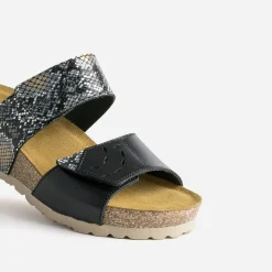 Mule FRANCE ARNO noir et effet python cuir