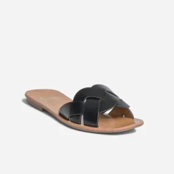 Mule noire à bride tressée