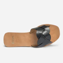 Mule noire à bride tressée