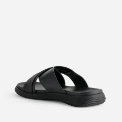 Mule noire cuir brides croisées