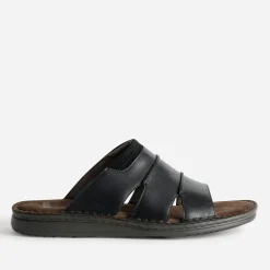 Mule noire cuir semelle cuir velours marron