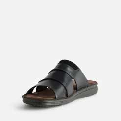 Mule noire cuir semelle cuir velours marron