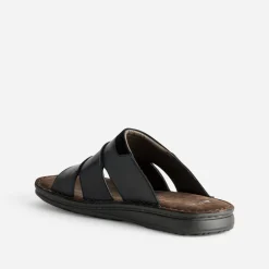 Mule noire cuir semelle cuir velours marron