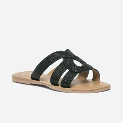 Mule noire en textile tressé