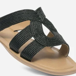 Mule noire en textile tressé