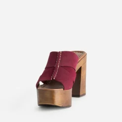 Mule TEXTO bordeaux cuir velours à talon