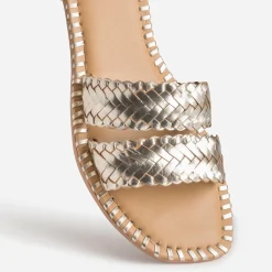 Mule TEXTO dorée cuir tressé