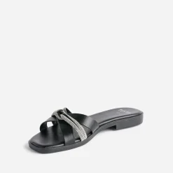 Mule TEXTO noire avec bride strassée