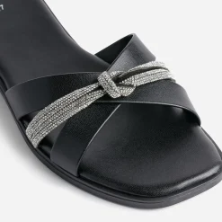 Mule TEXTO noire avec bride strassée