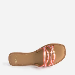 Mule TEXTO orange et parme cuir métallisé