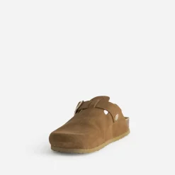 Mule-sabot TEXTO cognac cuir velours