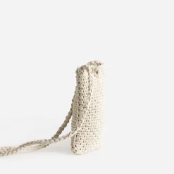 Pochette à téléphone TEXTO beige en macramé