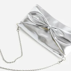 Pochette argentée maxi nœud