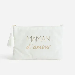 Pochette écrue à message doré