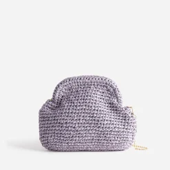 Pochette minaudière lilas en paille papier