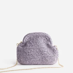 Pochette minaudière lilas en paille papier