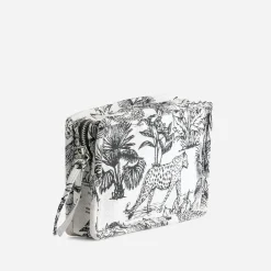 Pochette noire jacquard à motif jungle