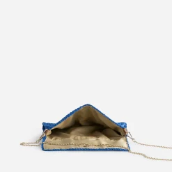 Pochette souple bleue en paille
