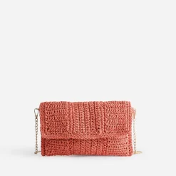 Pochette souple orange en paille