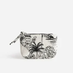 Pochette TEXTO beige jacquard motifs noirs