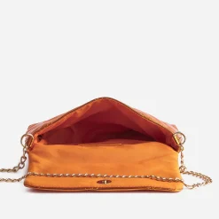 Pochette TEXTO orange métallisé matelassée