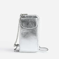 Pochette-téléphone TEXTO argent métallisé