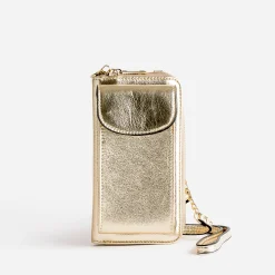 Pochette-téléphone TEXTO doré métallisé