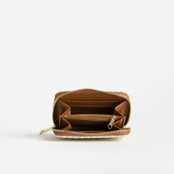 Portefeuille beige tressé intérieur camel