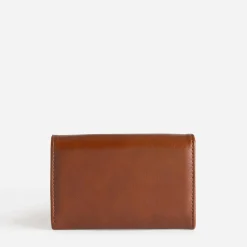 Portefeuille cognac détail anneau métal doré