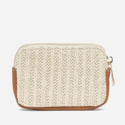 Porte-monnaie beige et or tressé