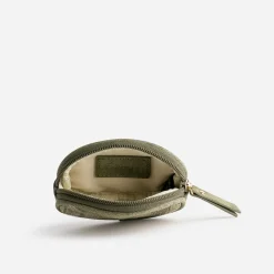 Porte-monnaie kaki avec tressage doré