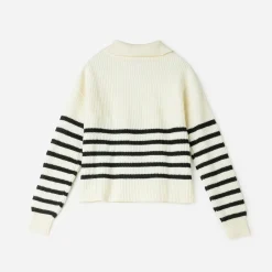 Pull marinière TEXTO écru tricot à col camionneur