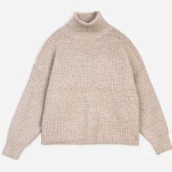 Pull TEXTO beige oversize