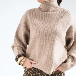 Pull TEXTO beige oversize