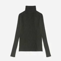 Pull TEXTO noir côtelé à col roulé