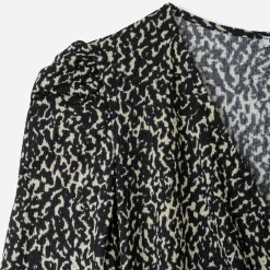 Robe TEXTO noire drapée à imprimé animalier