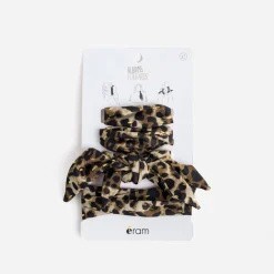 Rubans-foulards beige à motif léopard