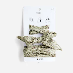 Rubans-foulards vert sauge à imprimé feuilles