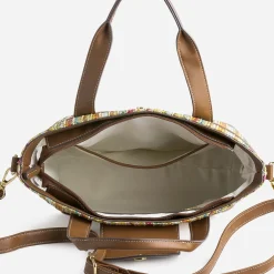 Sac à main camel et tressage multicolore