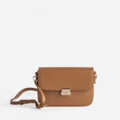 Sac à main cognac métalleries dorées