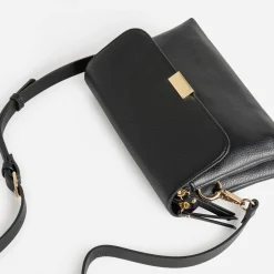 Sac à main noir double compartiment zippé