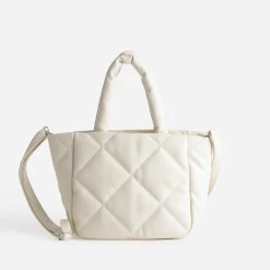 Sac à main TEXTO écru matelassé